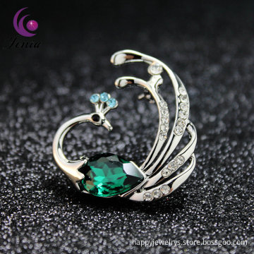 Jenia Popular Colour Gemstone Brooch Beautiful Peafowl Brooch Pins For Women